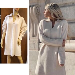 NWT ZARA CREAM POLO COLLAR KNIT DRESS (3653)